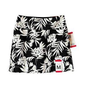 S.C. & CO. 360 Degrees Tummy Control Black Floral Print Skort Women's Size M